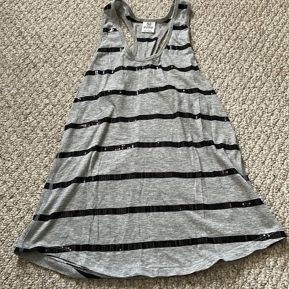 Extra small black and gray striped Pink by Victoria’s Secret racerback tank top